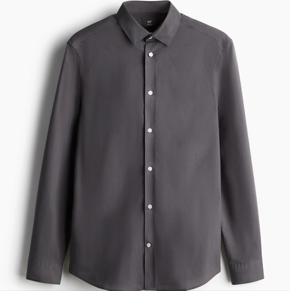 H&M Men's Gray Easy Iron Dress Shirt